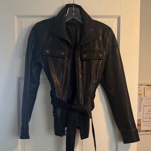 Black Faux Leather Women's Jacket XS